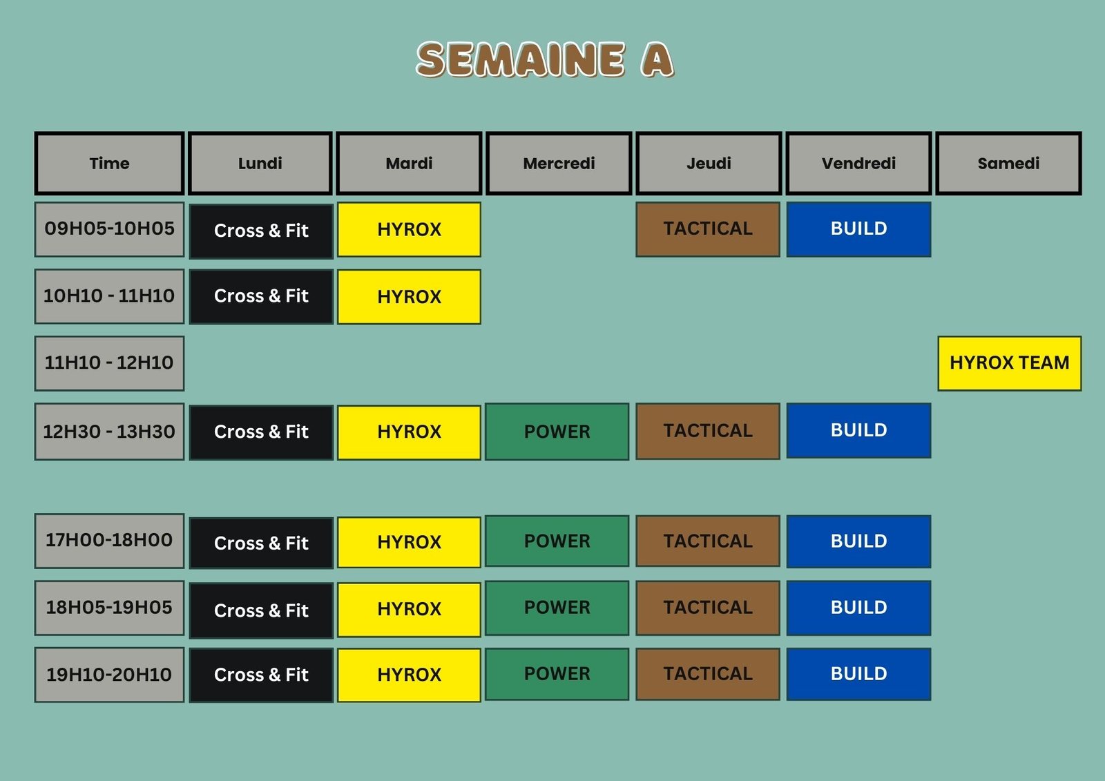 Planning Semaine A